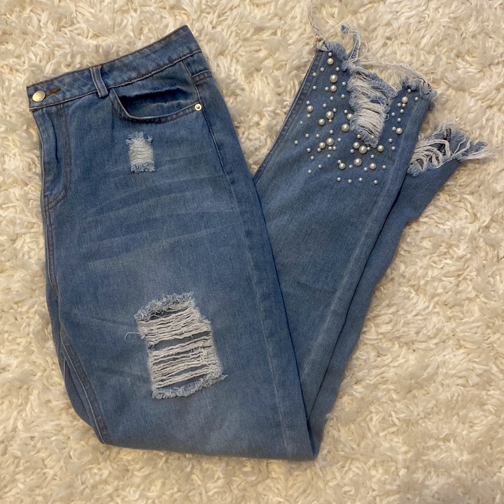 Pearl Embellished Jeans